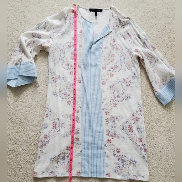 BCBGMaxAzria Contrast Trim Floral Print Tunic Dress szXS